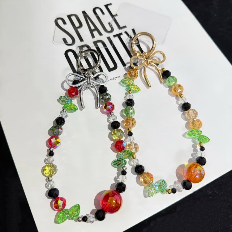 Collier nœud papillon cristal arc-en-ciel, rouge, orange