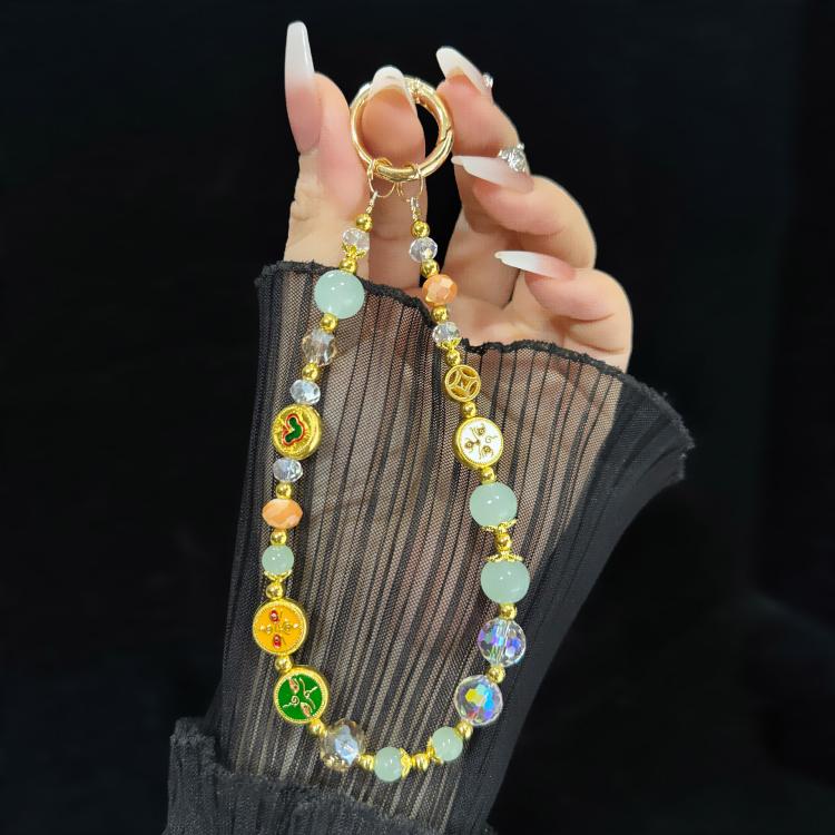 Bracelet émaillé prospérité porte-bonheur, vert, multicolore