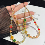 Bracelet émaillé prospérité porte-bonheur, vert, multicolore