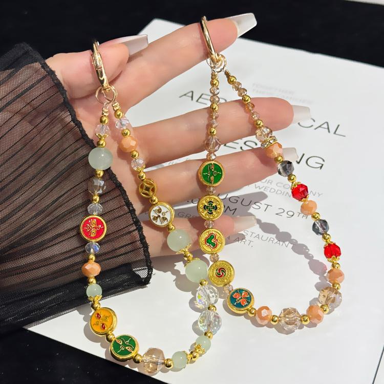 Bracelet émaillé prospérité porte-bonheur, vert, multicolore