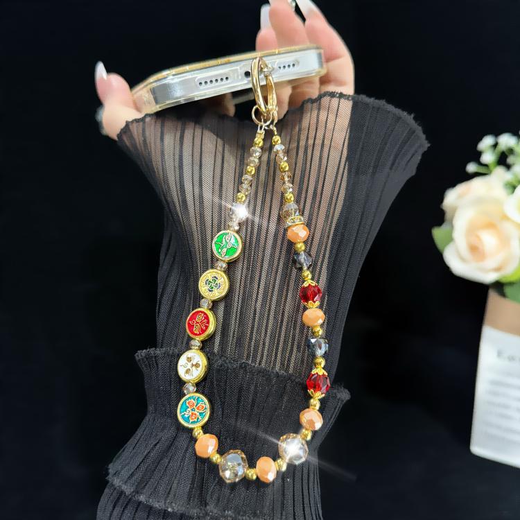 Bracelet émaillé prospérité porte-bonheur, vert, multicolore