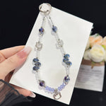 Collier en alliage en forme de chat, cristal, rose, bleu