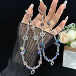 Collier en alliage en forme de chat, cristal, rose, bleu