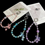 Gummy Butterfly Pearl Necklace, Pink, Blue, Purple