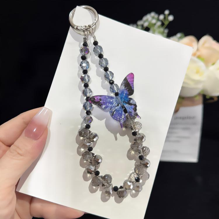 Collier papillon 3D en cristal, rose, bleu