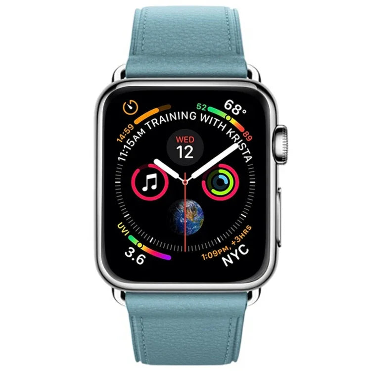 Bracelet de montre classique en cuir avec bouton pour Apple Watch Series 3, 2 et 1 (38 mm)