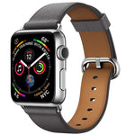 Bracelet de montre classique en cuir avec bouton pour Apple Watch Series 3, 2 et 1 (38 mm)