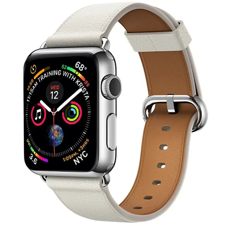 Bracelet de montre classique en cuir avec bouton pour Apple Watch Series 3, 2 et 1 (38 mm)