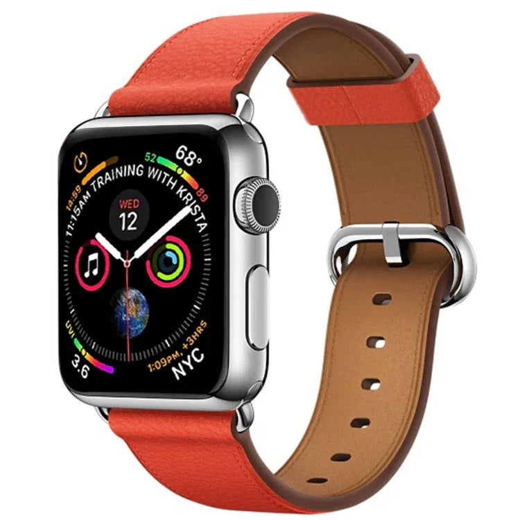 Bracelet de montre classique en cuir avec bouton pour Apple Watch Series 3, 2 et 1 (38 mm)