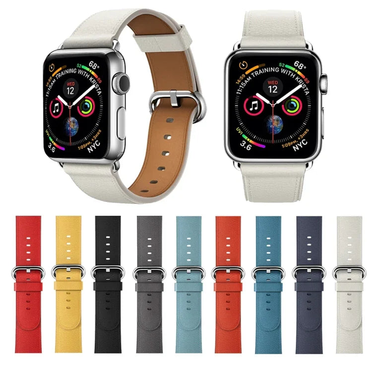 Bracelet de montre classique en cuir avec bouton pour Apple Watch Series 3, 2 et 1 (38 mm)