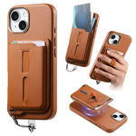 Étui de téléphone avec sac magnétique détachable pour cartes, bague de support et corde anti-perte, pour iPhone 14, pour iPhone 14 Pro, pour iPhone 14 Pro Max