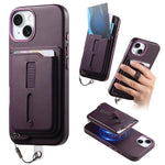 Étui de téléphone avec sac magnétique détachable pour cartes, bague de support et corde anti-perte, pour iPhone 14, pour iPhone 14 Pro, pour iPhone 14 Pro Max