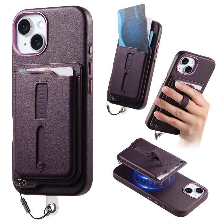 Étui de téléphone avec sac magnétique détachable pour cartes, bague de support et corde anti-perte, pour iPhone 14, pour iPhone 14 Pro, pour iPhone 14 Pro Max