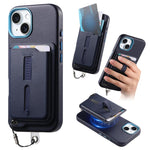 Étui de téléphone avec sac magnétique détachable pour cartes, bague de support et corde anti-perte, pour iPhone 14, pour iPhone 14 Pro, pour iPhone 14 Pro Max