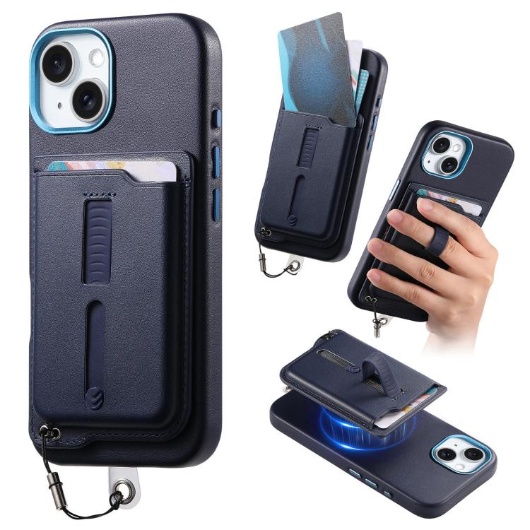 Étui de téléphone avec sac magnétique détachable pour cartes, bague de support et corde anti-perte, pour iPhone 14, pour iPhone 14 Pro, pour iPhone 14 Pro Max