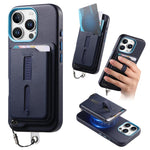 Étui de téléphone avec sac magnétique détachable pour cartes, bague de support et corde anti-perte, pour iPhone 14, pour iPhone 14 Pro, pour iPhone 14 Pro Max