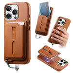 Étui de téléphone avec sac magnétique détachable pour cartes, bague de support et corde anti-perte, pour iPhone 14, pour iPhone 14 Pro, pour iPhone 14 Pro Max