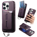 Étui de téléphone avec sac magnétique détachable pour cartes, bague de support et corde anti-perte, pour iPhone 14, pour iPhone 14 Pro, pour iPhone 14 Pro Max
