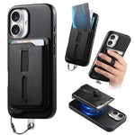 Étui de téléphone avec sacoche magnétique détachable, anneau de maintien et cordon anti-perte, pour iPhone 17e / 16e, pour iPhone 17 Pro Max, pour iPhone 17 Pro, pour iPhone 17, pour iPhone Air, pour iPhone 16 Plus