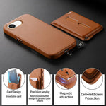 Étui de téléphone avec sacoche magnétique détachable, anneau de maintien et cordon anti-perte, pour iPhone 17e / 16e, pour iPhone 17 Pro Max, pour iPhone 17 Pro, pour iPhone 17, pour iPhone Air, pour iPhone 16 Plus