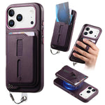 Étui de téléphone avec sacoche magnétique détachable, anneau de maintien et cordon anti-perte, pour iPhone 17e / 16e, pour iPhone 17 Pro Max, pour iPhone 17 Pro, pour iPhone 17, pour iPhone Air, pour iPhone 16 Plus