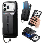 Étui de téléphone avec sacoche magnétique détachable, anneau de maintien et cordon anti-perte, pour iPhone 17e / 16e, pour iPhone 17 Pro Max, pour iPhone 17 Pro, pour iPhone 17, pour iPhone Air, pour iPhone 16 Plus