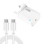 Chargeur entièrement compatible TE-PD46 GaN 100W PD 45W avec câble de données Type-C vers Type-C, prise UK