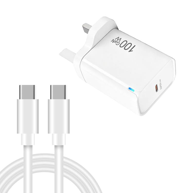 Chargeur entièrement compatible TE-PD46 GaN 100W PD 45W avec câble de données Type-C vers Type-C, prise UK