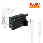 Chargeur entièrement compatible TE-PD46 GaN 100W PD 45W avec câble de données Type-C vers Type-C, prise UK