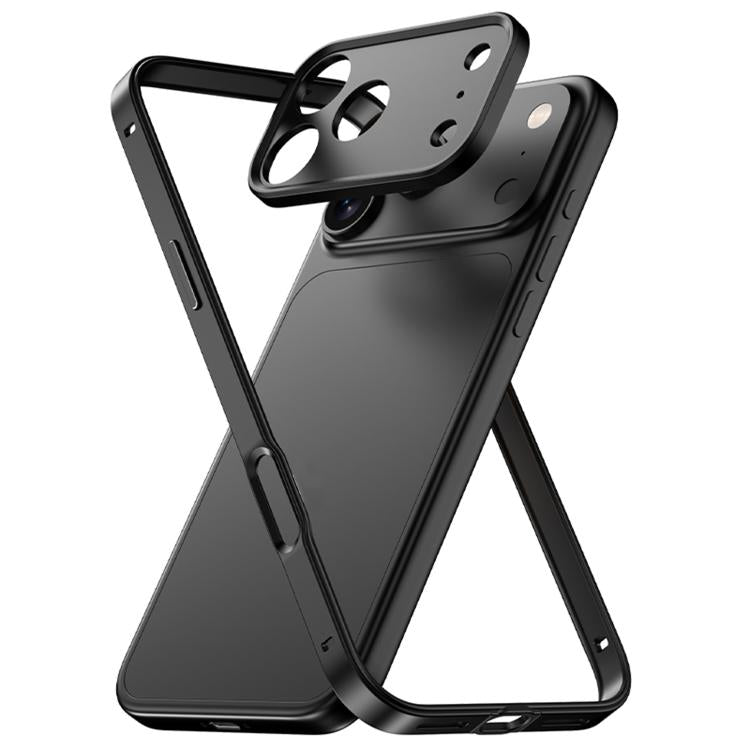 Coque de téléphone mince à bord en silicone hybride en alliage d'aluminium avec cadre d'objectif en métal, pour iPhone 17 Pro Max, pour iPhone 17 Pro