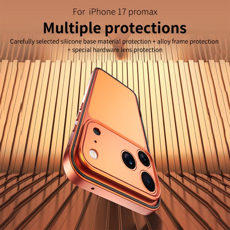 Coque de téléphone mince à bord en silicone hybride en alliage d'aluminium avec cadre d'objectif en métal, pour iPhone 17 Pro Max, pour iPhone 17 Pro