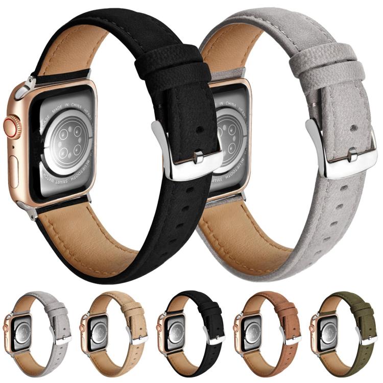 Bracelet de montre en cuir véritable suède double face, pour Apple Watch 46mm / 49mm / 45mm / 44mm, pour Apple Watch 42mm / 41mm / 40mm / 38mm