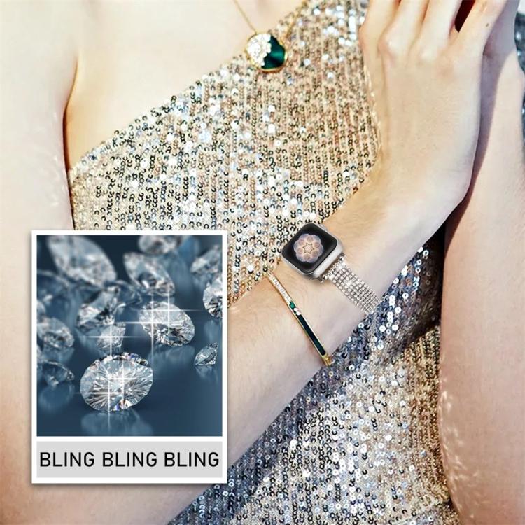 Bracelet de montre en métal à chaîne à fermoir de luxe avec diamant, pour Apple Watch 46 mm / 49 mm / 45 mm / 44 mm, pour Apple Watch 42 mm / 41 mm / 40 mm / 38 mm