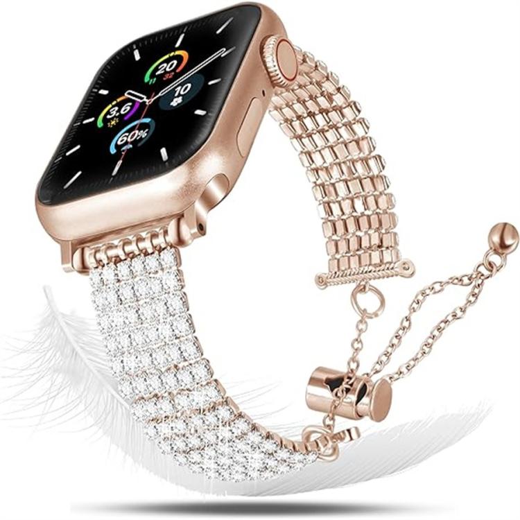 Bracelet de montre en métal à chaîne à fermoir de luxe avec diamant, pour Apple Watch 46 mm / 49 mm / 45 mm / 44 mm, pour Apple Watch 42 mm / 41 mm / 40 mm / 38 mm