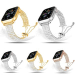 Bracelet de montre en métal à chaîne à fermoir de luxe avec diamant, pour Apple Watch 46 mm / 49 mm / 45 mm / 44 mm, pour Apple Watch 42 mm / 41 mm / 40 mm / 38 mm