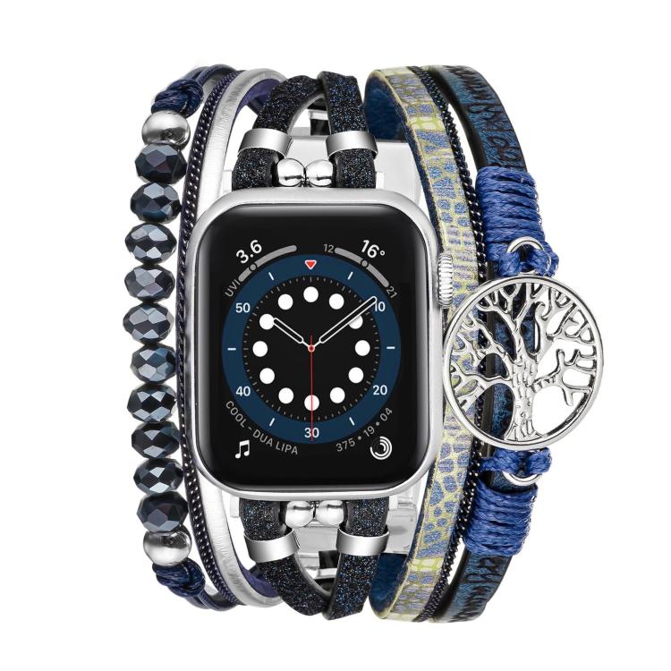 Bracelet de montre en cuir véritable avec pendentif Arbre de Vie, pour Apple Watch 46 mm / 49 mm / 45 mm / 44 mm, pour Apple Watch 42 mm / 41 mm / 40 mm / 38 mm