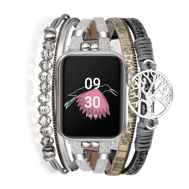 Bracelet de montre en cuir véritable avec pendentif Arbre de Vie, pour Apple Watch 46 mm / 49 mm / 45 mm / 44 mm, pour Apple Watch 42 mm / 41 mm / 40 mm / 38 mm