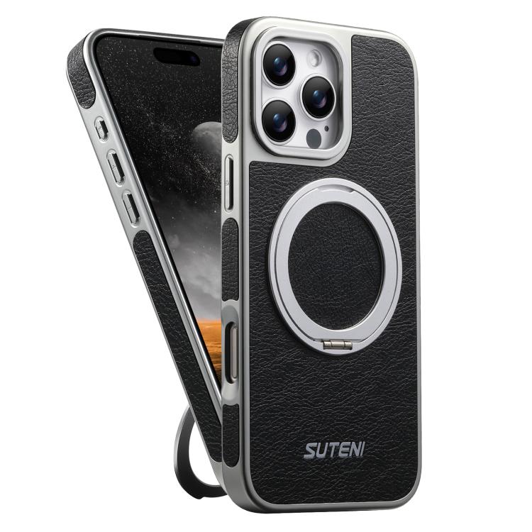 Étui de téléphone magnétique Suteni G6 en Texture Crazy Horse avec Support Rotatif à 360° et Galvanisé, pour iPhone 13 Pro Max, pour iPhone 13 Pro