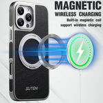 Étui de téléphone magnétique Suteni G6 en Texture Crazy Horse avec Support Rotatif à 360° et Galvanisé, pour iPhone 13 Pro Max, pour iPhone 13 Pro