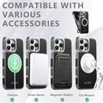 Étui de téléphone magnétique Suteni G6 en Texture Crazy Horse avec Support Rotatif à 360° et Galvanisé, pour iPhone 13 Pro Max, pour iPhone 13 Pro