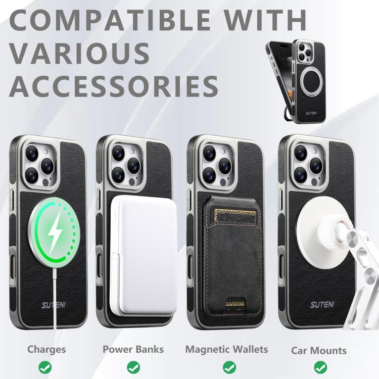 Étui de téléphone magnétique Suteni G6 en Texture Crazy Horse avec Support Rotatif à 360° et Galvanisé, pour iPhone 13 Pro Max, pour iPhone 13 Pro