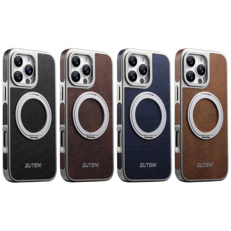 Étui de téléphone magnétique Suteni G6 en Texture Crazy Horse avec Support Rotatif à 360° et Galvanisé, pour iPhone 13 Pro Max, pour iPhone 13 Pro