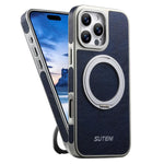 Étui de téléphone magnétique Suteni G6 en Texture Crazy Horse avec Support Rotatif à 360° et Galvanisé, pour iPhone 13 Pro Max, pour iPhone 13 Pro