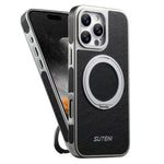 Étui de téléphone magnétique Suteni G6 en Texture Crazy Horse avec Support Rotatif à 360° et Galvanisé, pour iPhone 13 Pro Max, pour iPhone 13 Pro
