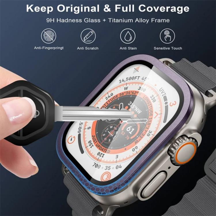 Film de protection en verre trempé avec cadre en métal de titane, pour Apple Watch Ultra 49 mm