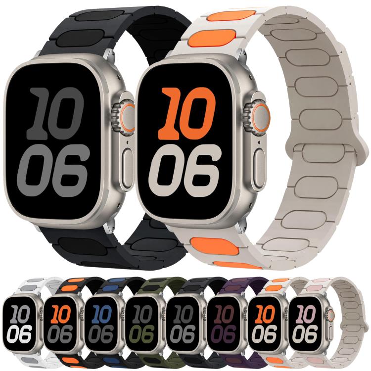Bracelet de montre en silicone magnétique ovale, pour Apple Watch 46mm / 49mm / 45mm / 44mm, pour Apple Watch 42mm / 41mm / 40mm / 38mm