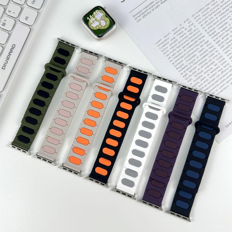 Bracelet de montre en silicone magnétique ovale, pour Apple Watch 46mm / 49mm / 45mm / 44mm, pour Apple Watch 42mm / 41mm / 40mm / 38mm