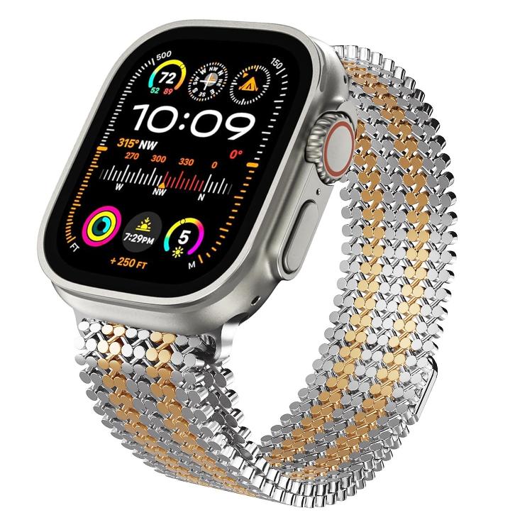 Bracelet de montre magnétique en acier inoxydable à arrangement moléculaire, pour Apple Watch 46mm / 49mm / 45mm / 44mm, pour Apple Watch 42mm / 41mm / 40mm / 38mm