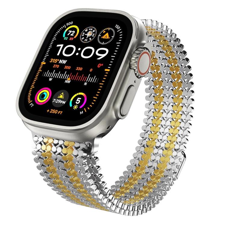 Bracelet de montre magnétique en acier inoxydable à arrangement moléculaire, pour Apple Watch 46mm / 49mm / 45mm / 44mm, pour Apple Watch 42mm / 41mm / 40mm / 38mm