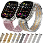 Bracelet de montre magnétique en acier inoxydable à arrangement moléculaire, pour Apple Watch 46mm / 49mm / 45mm / 44mm, pour Apple Watch 42mm / 41mm / 40mm / 38mm